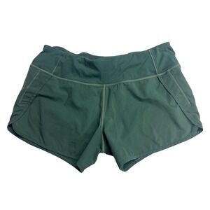 CRZ YOGA Womens Running Shorts Green Zipper Pocket Built-in Liner Size 8/10